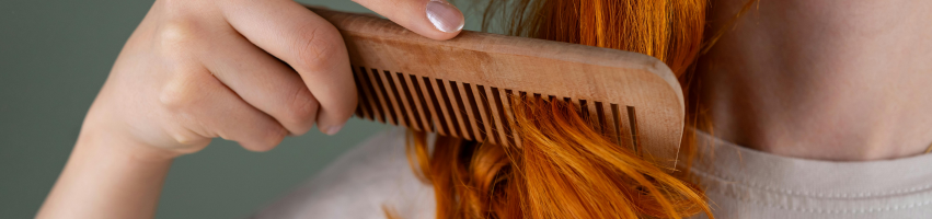 Haare die mit Kamm gekämmt werden